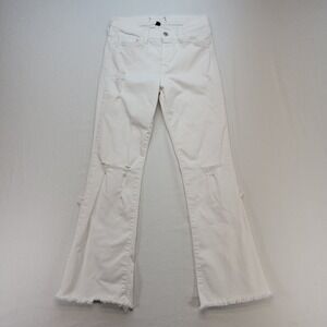 Flying Monkey Flare Jeans Womens 28 White Distressed Raw Hem Denim